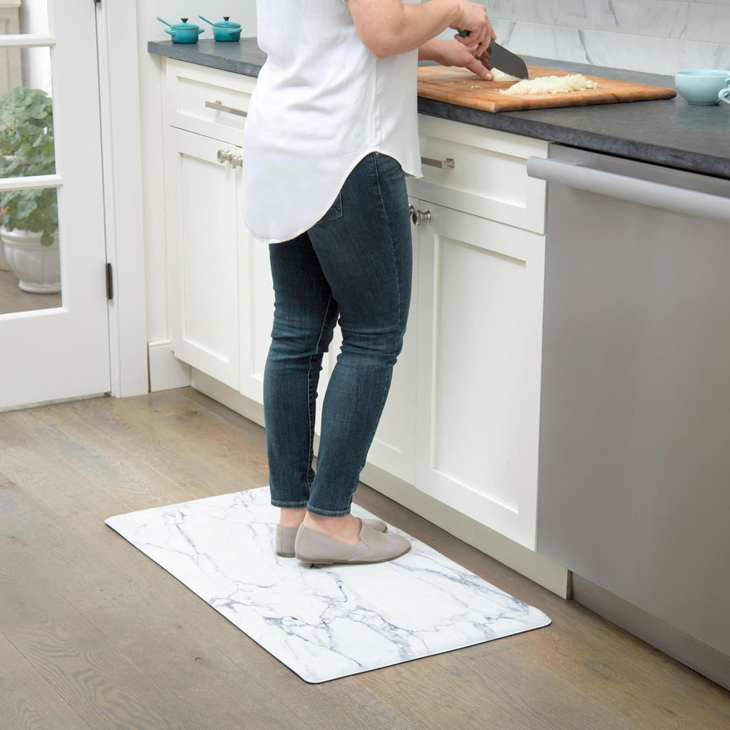 Marble White Anti Fatigue Kitchen Mat 18"x30"