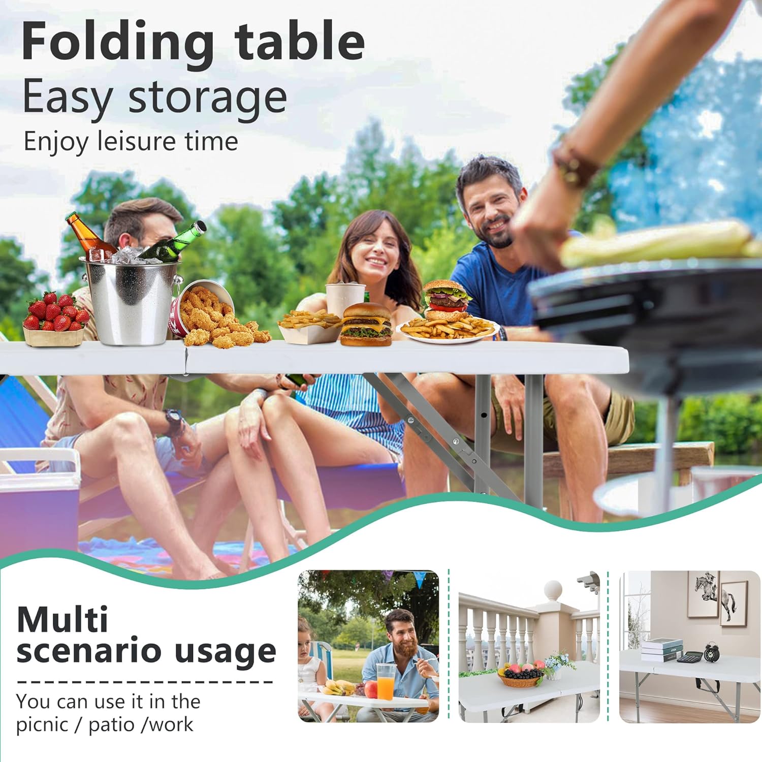 Folding Portable Table 70"x29"