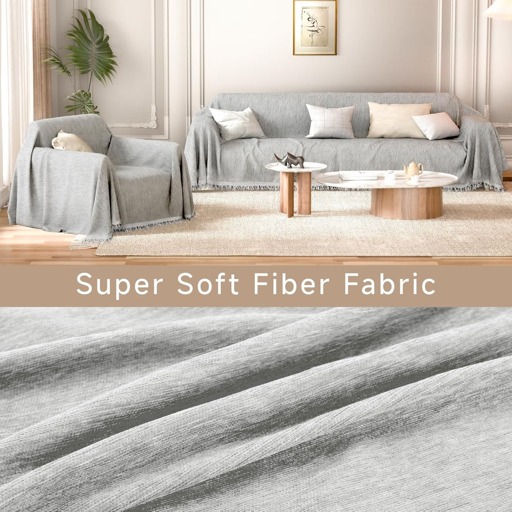 L-Shaped Couch Covers Light Grey 71"x118"