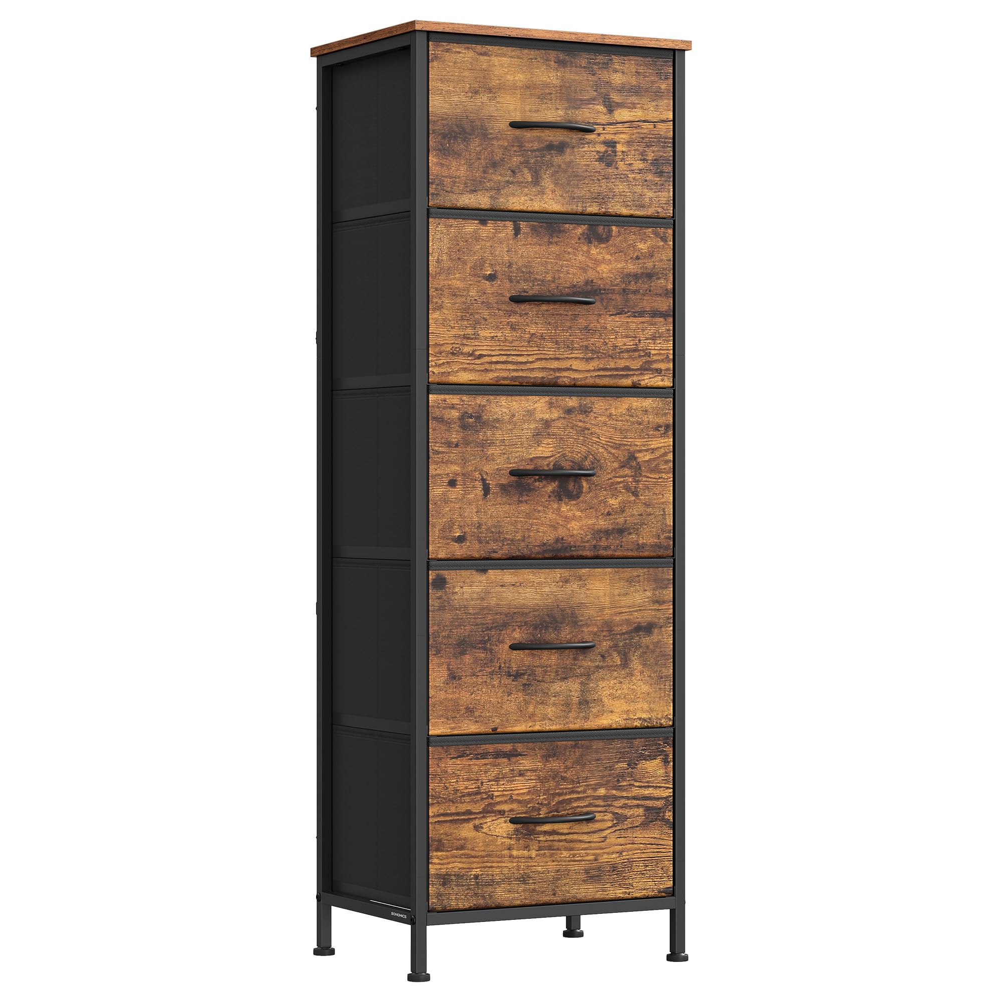 Rustic Brown & Ink Black 5-Drawer Dresser