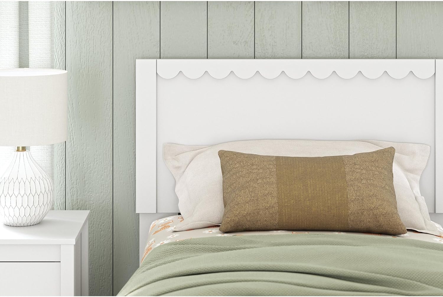 Twin Panel Headboard 41.38"x42.8" Matte White
