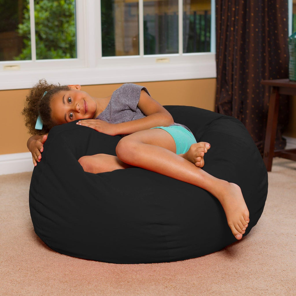 Large Black Bean Bag Chair with Removable Cover