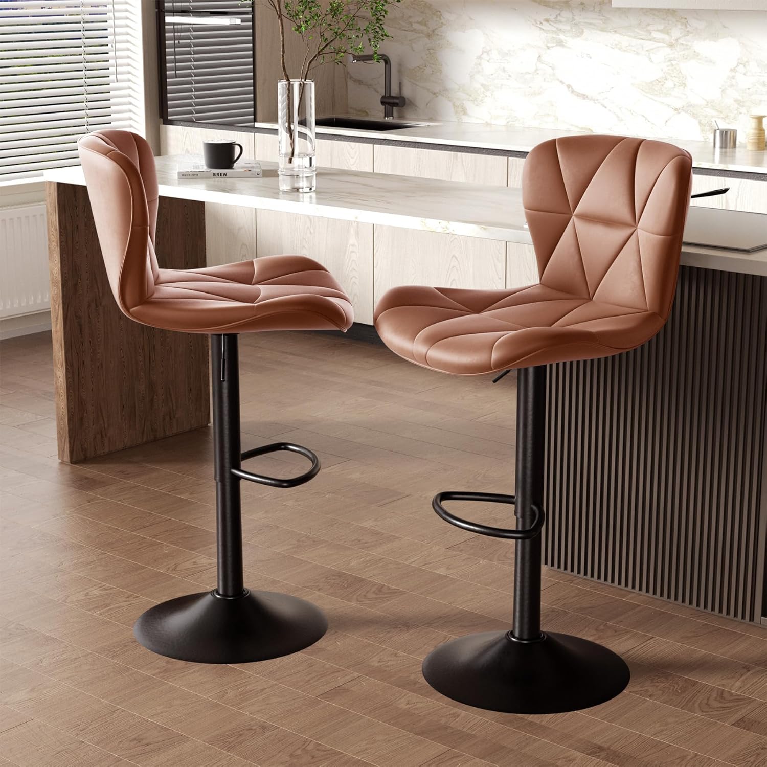 Set of 2 Adjustable Swivel Bar Stools