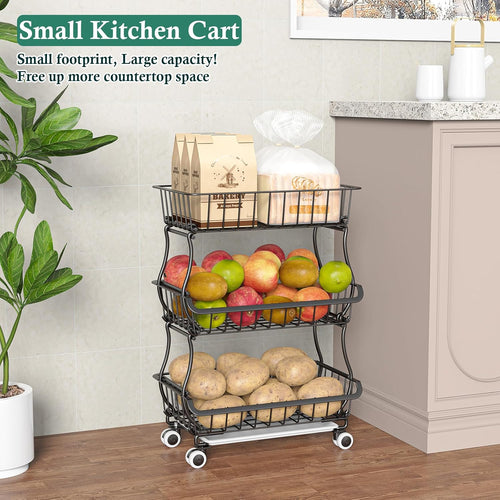 3-Tier Rolling Pantry Organizer Cart with Wheels