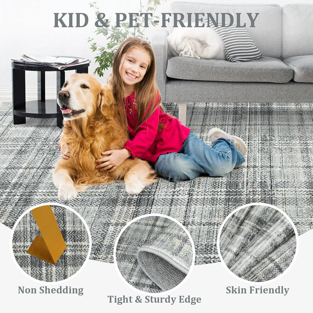 2x10 Plaid Hallway Runner Rug