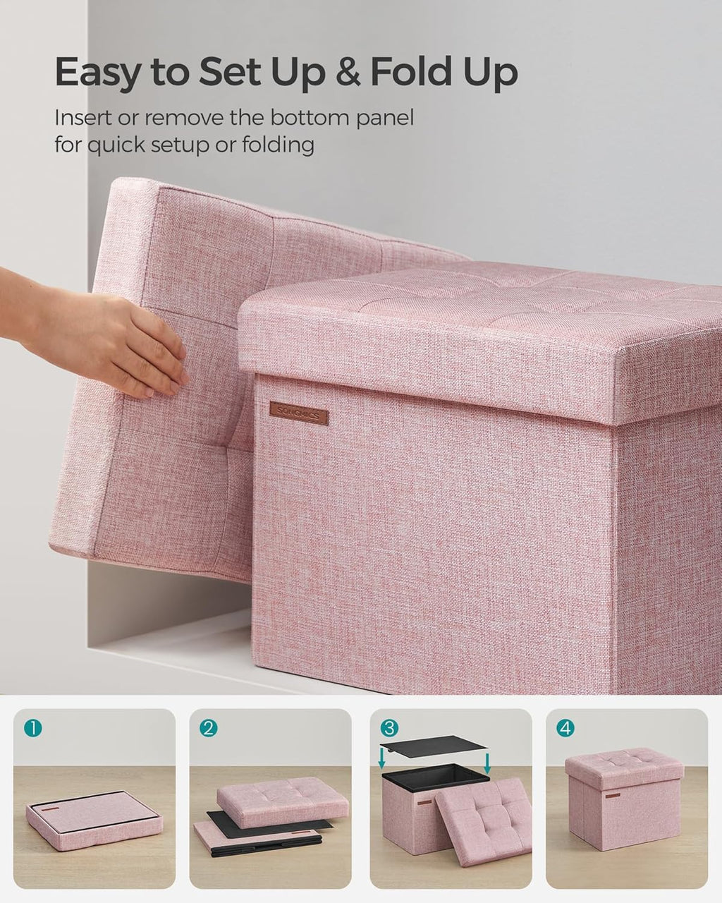 Small Folding Storage Ottoman 12.2"x16.1"