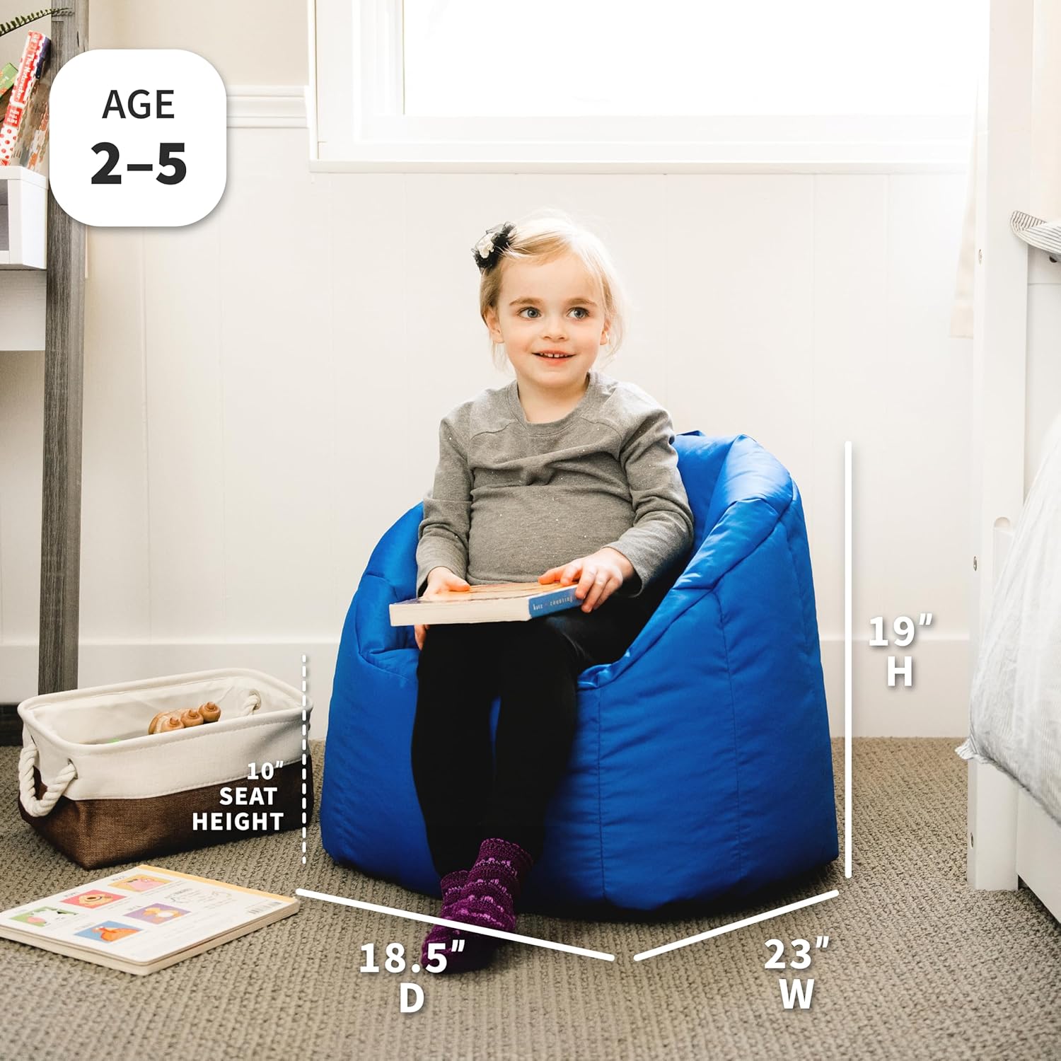 Kid's Beanbag Chair Sapphire Blue