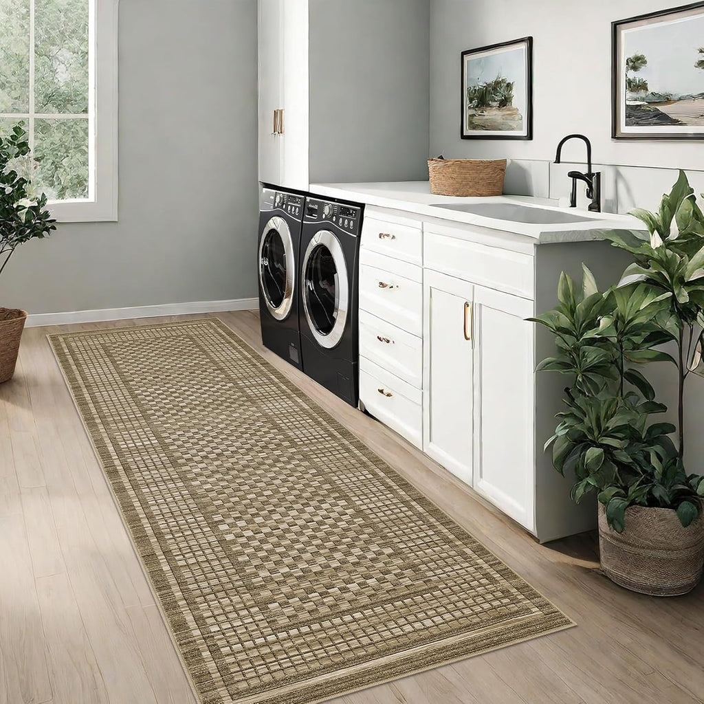 2x6 Checkered Runner Rug - Soft & Non-Slip