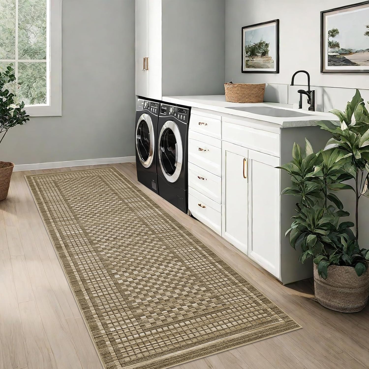 2x6 Checkered Runner Rug - Soft & Non-Slip