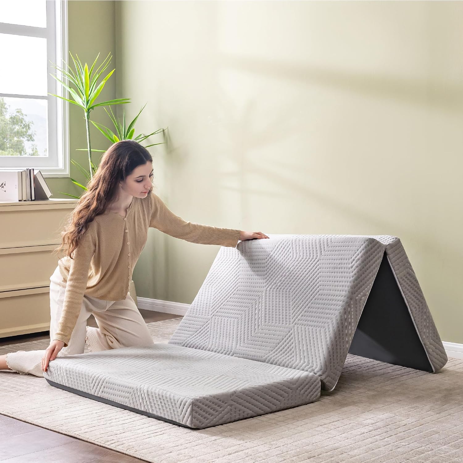 Folding 4" Twin XL Memory Foam Mattress 80"x38"