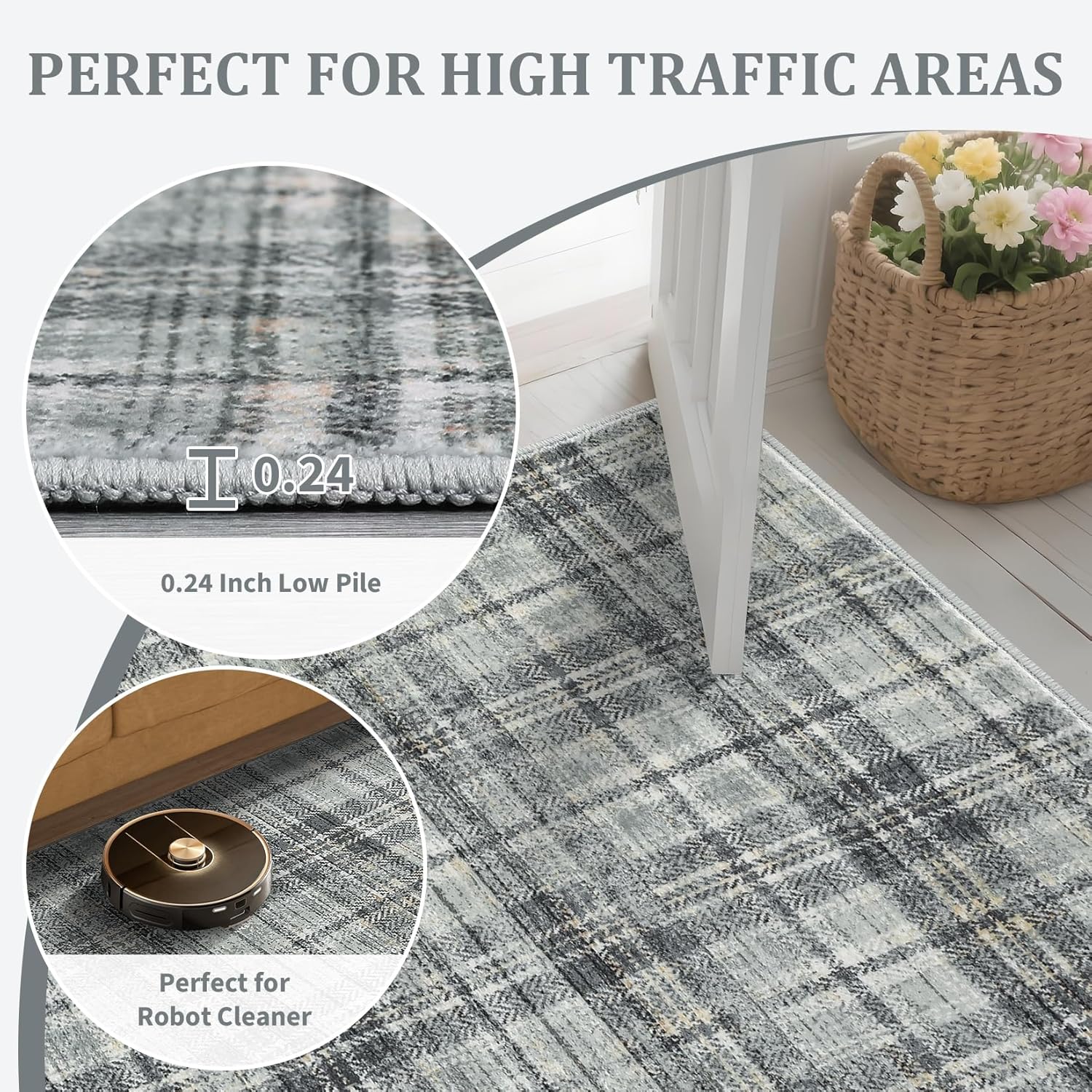 2x10 Plaid Hallway Runner Rug