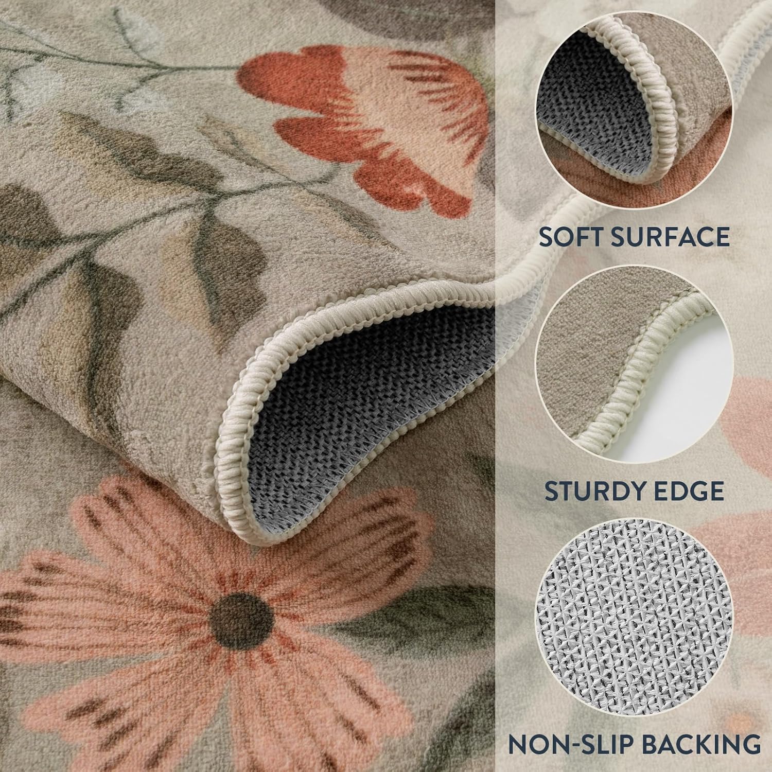 Small 2x3ft Floral Kitchen Rug