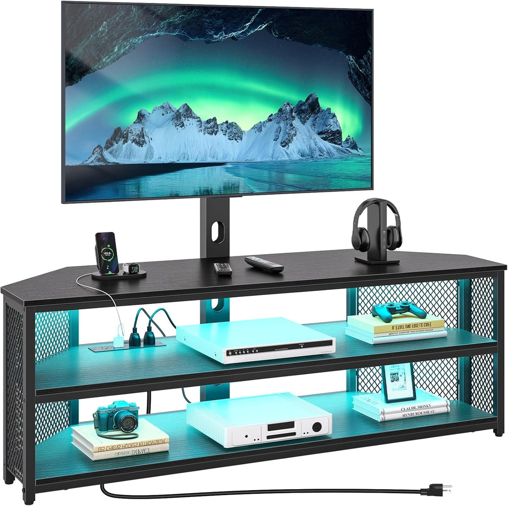 Black TV Stand with Mount for 32"-70" TVs