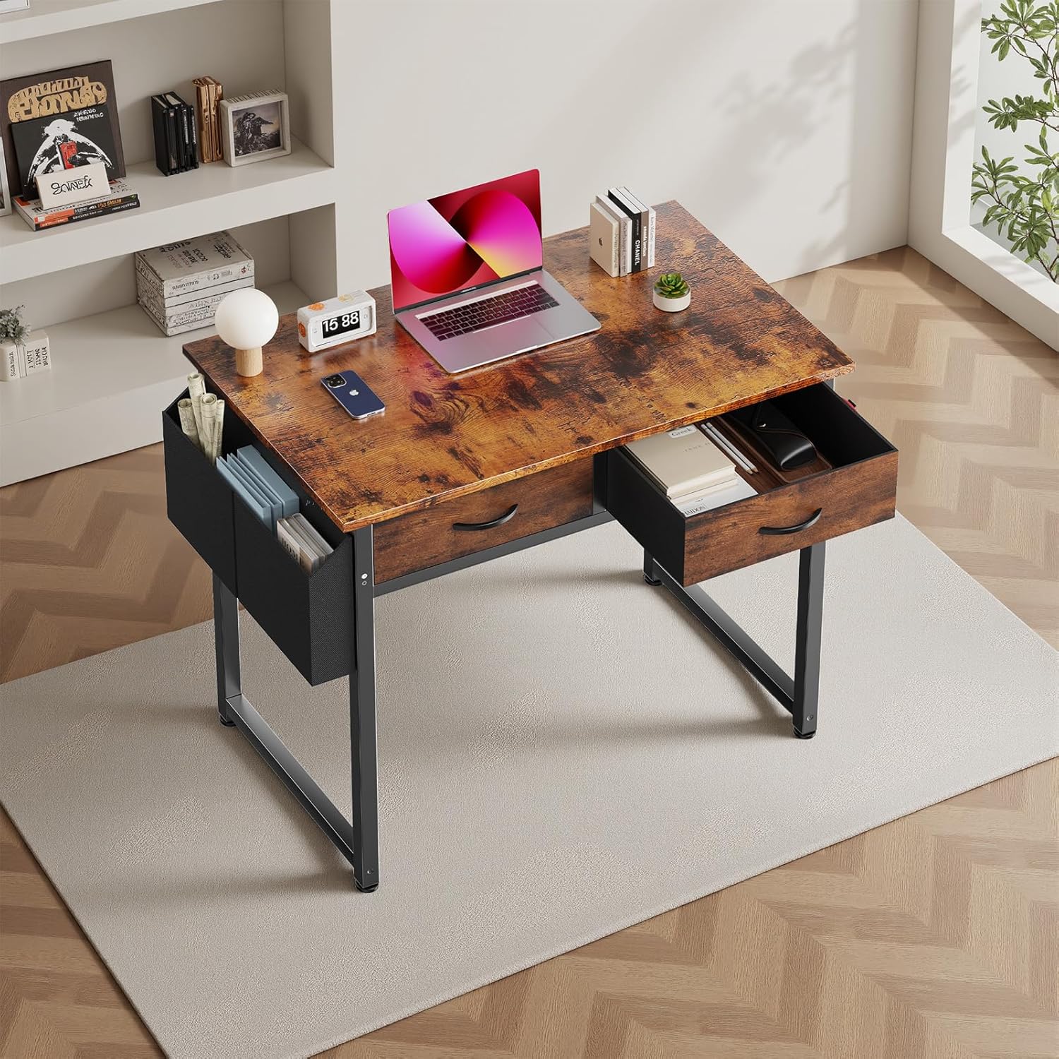 32" Home Office Desk with Drawers & Storage
