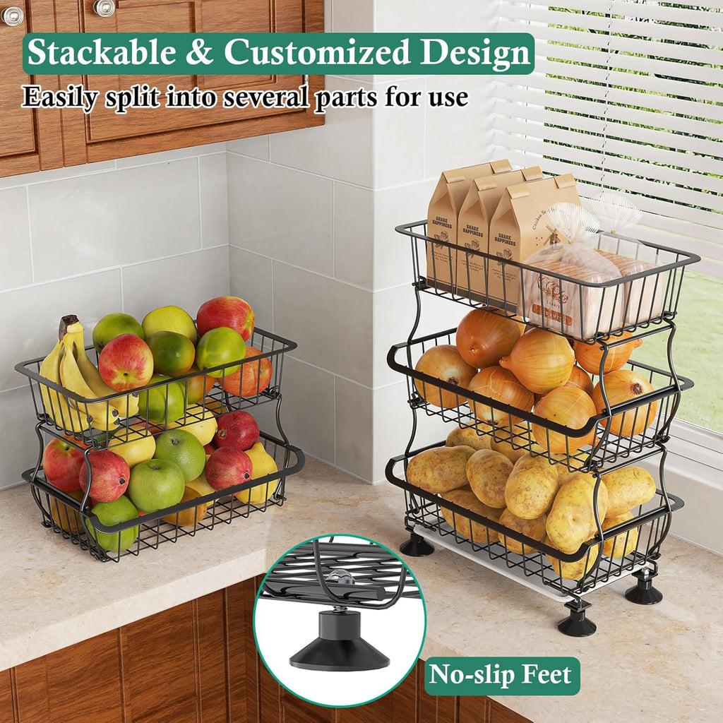 3-Tier Rolling Pantry Organizer Cart with Wheels