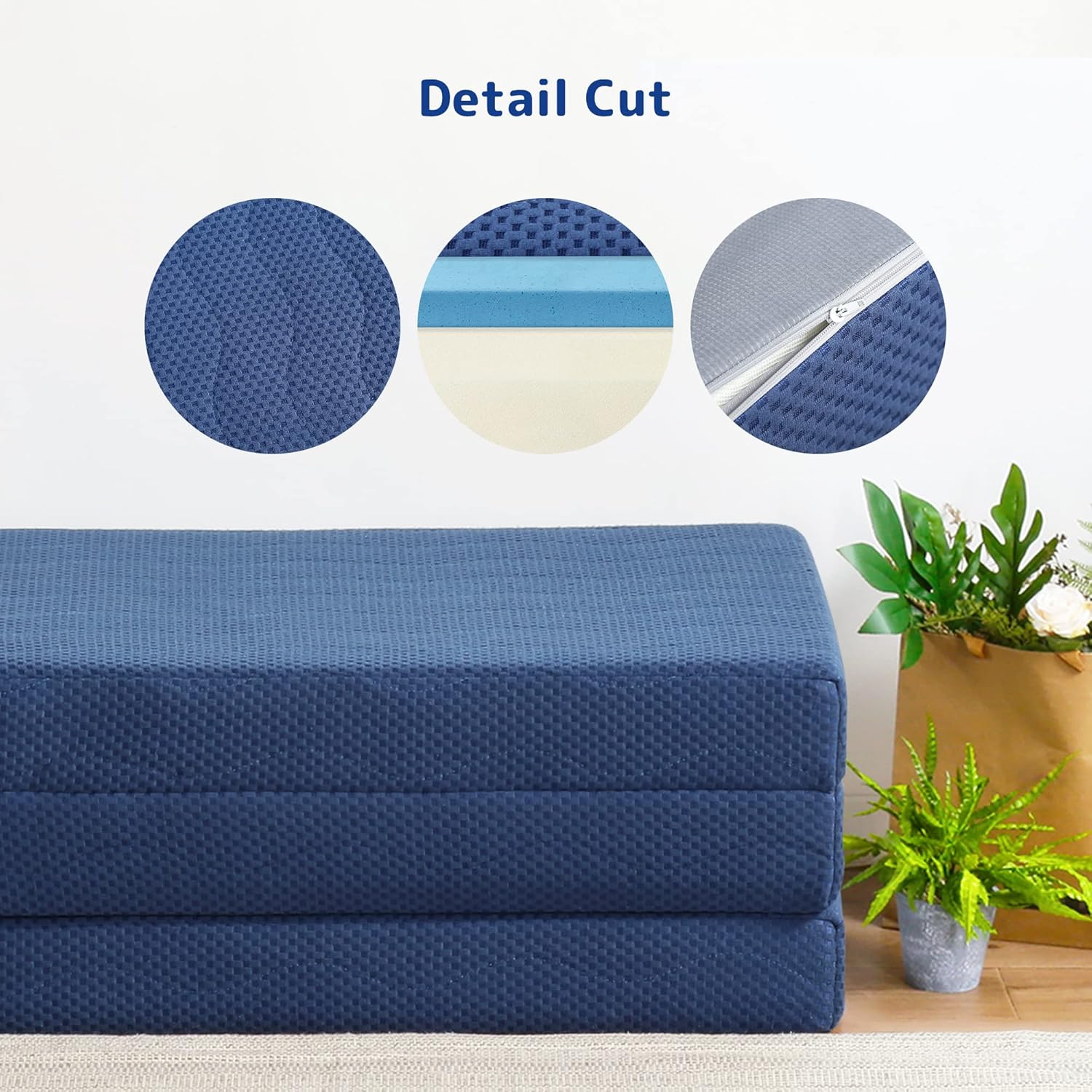 Single Size Tri-Folding Memory Foam Mattress 4"