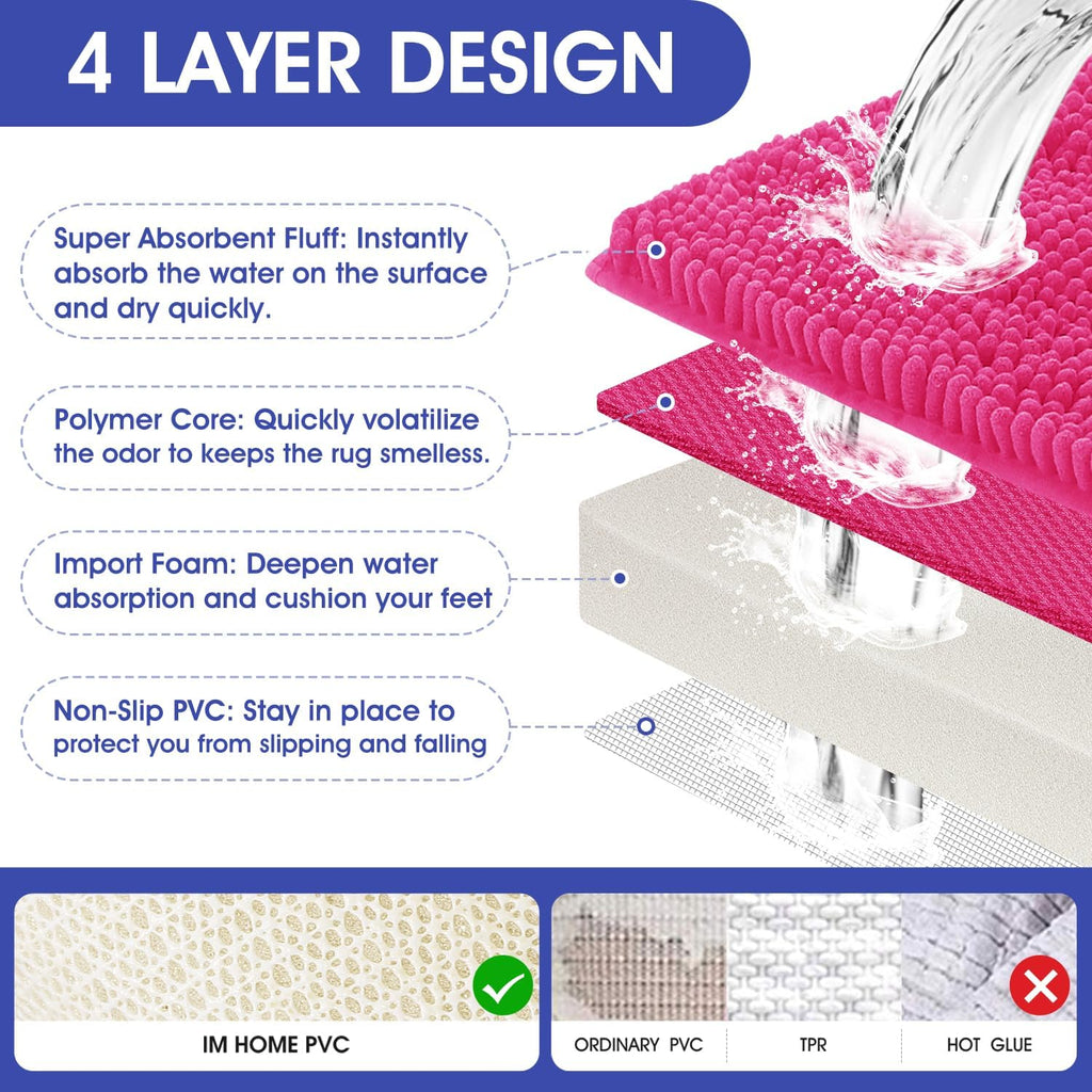 3-Piece Plush Bathroom Rug Set