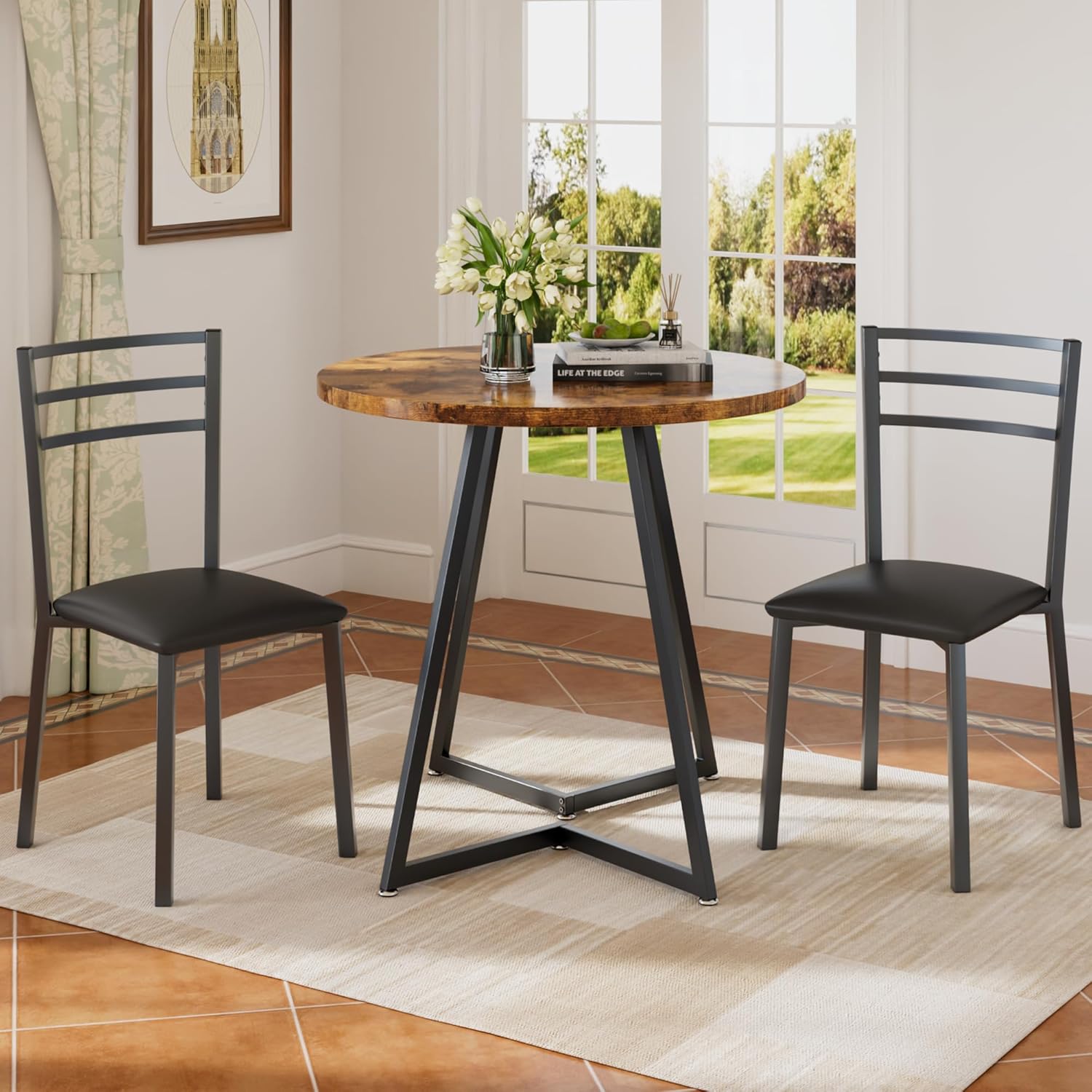 Small Round Kitchen Table with 2 Chairs