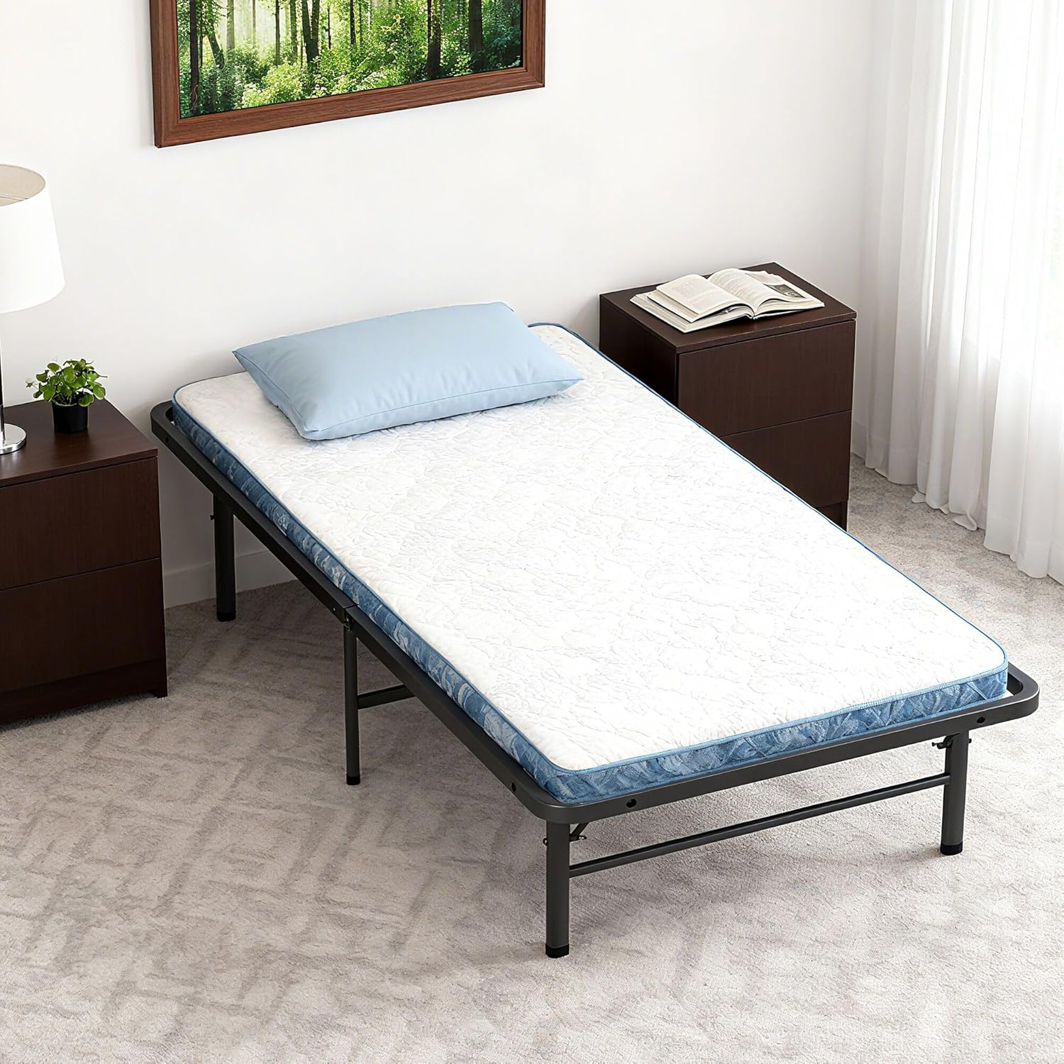 Twin Metal Bed Frame with Under-Bed Storage