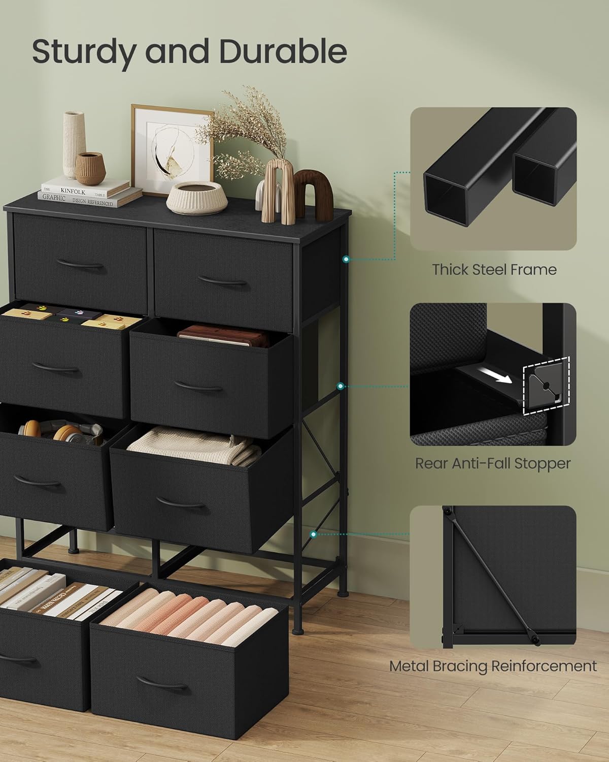 8-Drawer Dresser 30.2"W x 11.8"D x 37.5"H