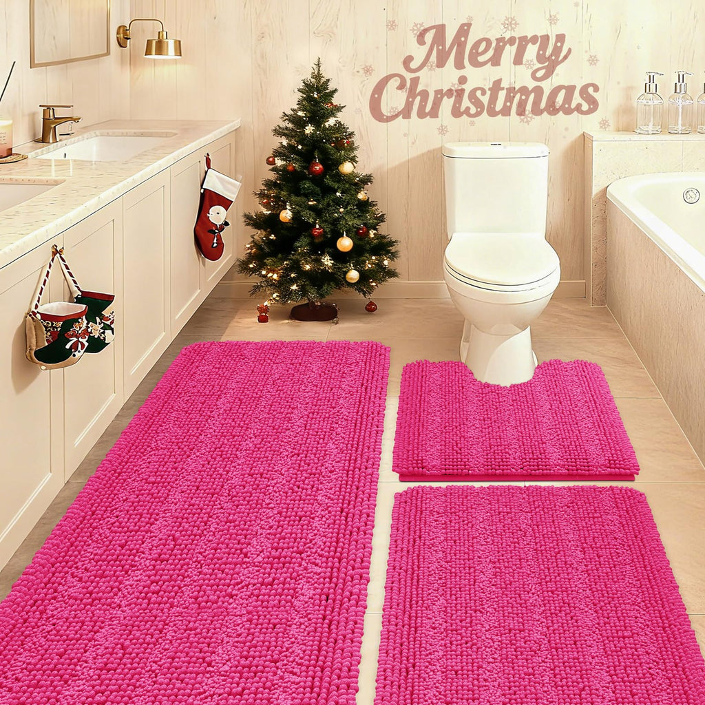 3-Piece Plush Bathroom Rug Set