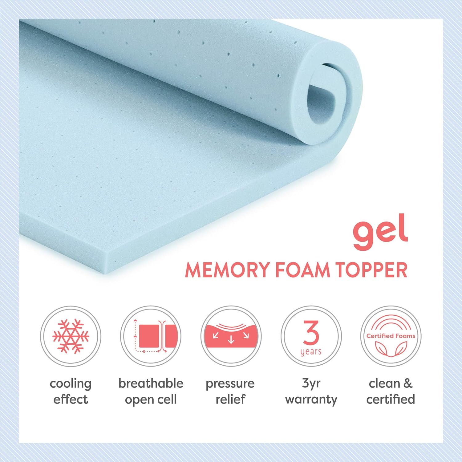 Queen Memory Foam Mattress Topper 3"