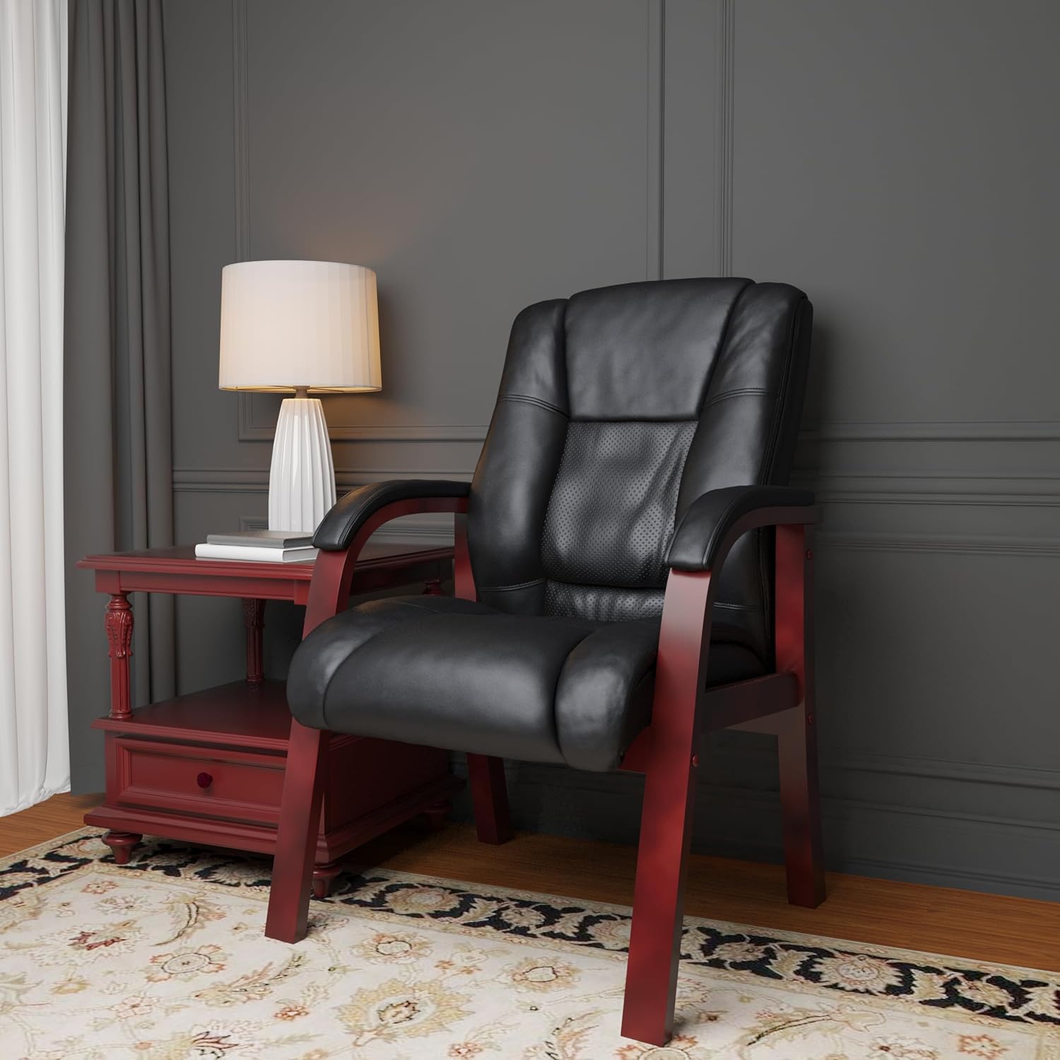 Mid Back Mahogany Guest Chair