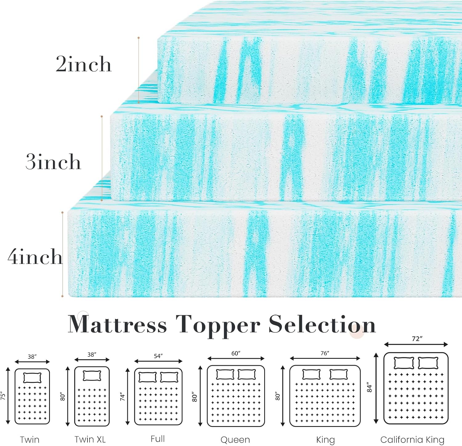 Queen Memory Foam Mattress Topper 2" Gel Infused