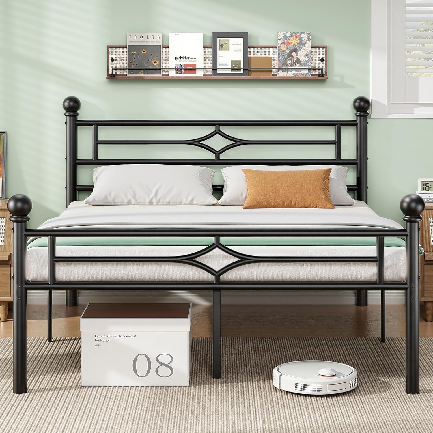 Full Metal Bed Frame with Headboard and Footboard