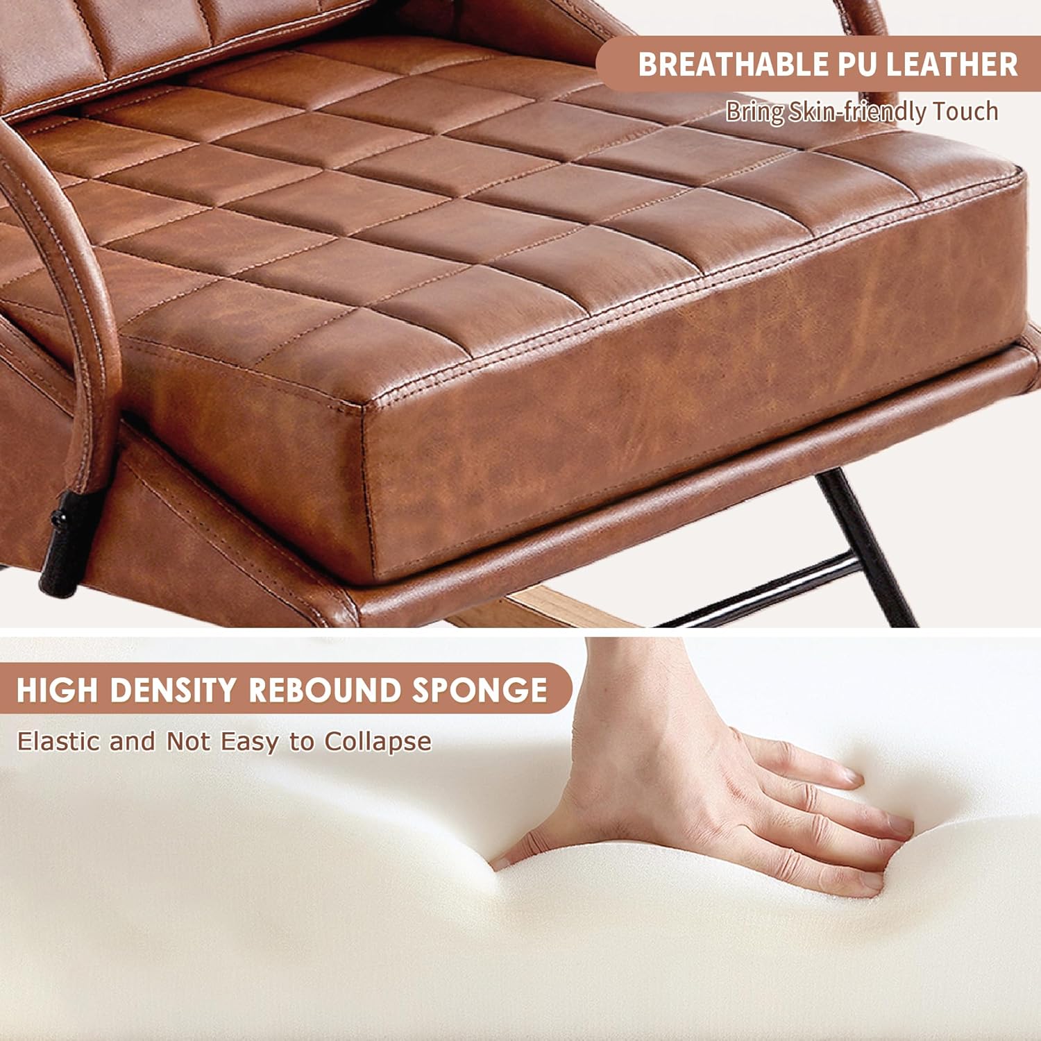 Brown Oversize Leather Rocking Chair