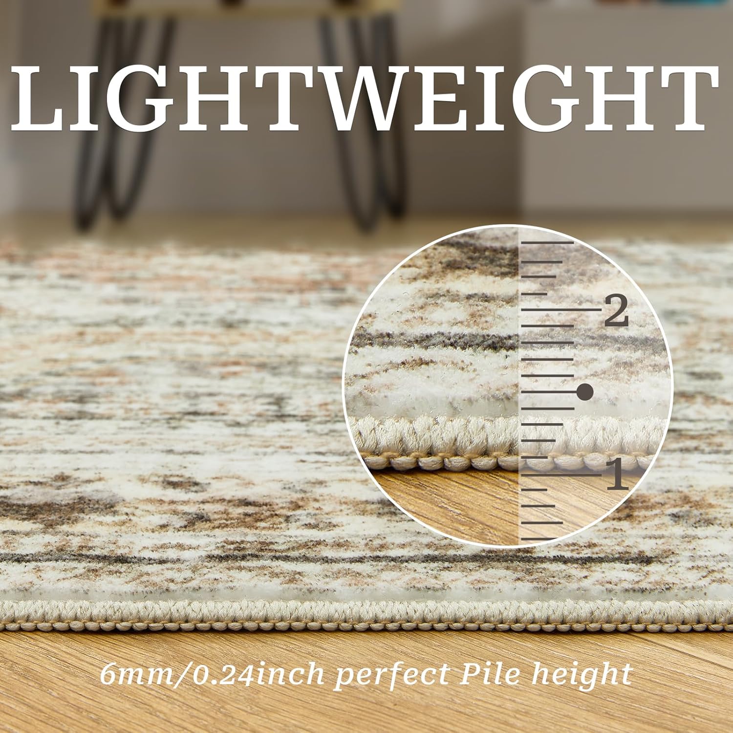 2x6 Washable Runner Rug in Brown/Pink
