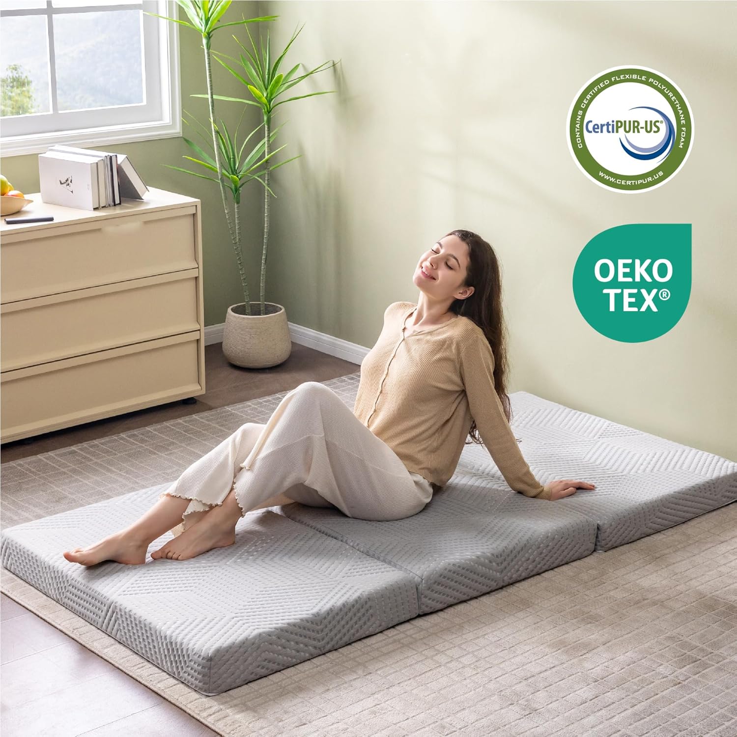 Folding 4" Twin XL Memory Foam Mattress 80"x38"
