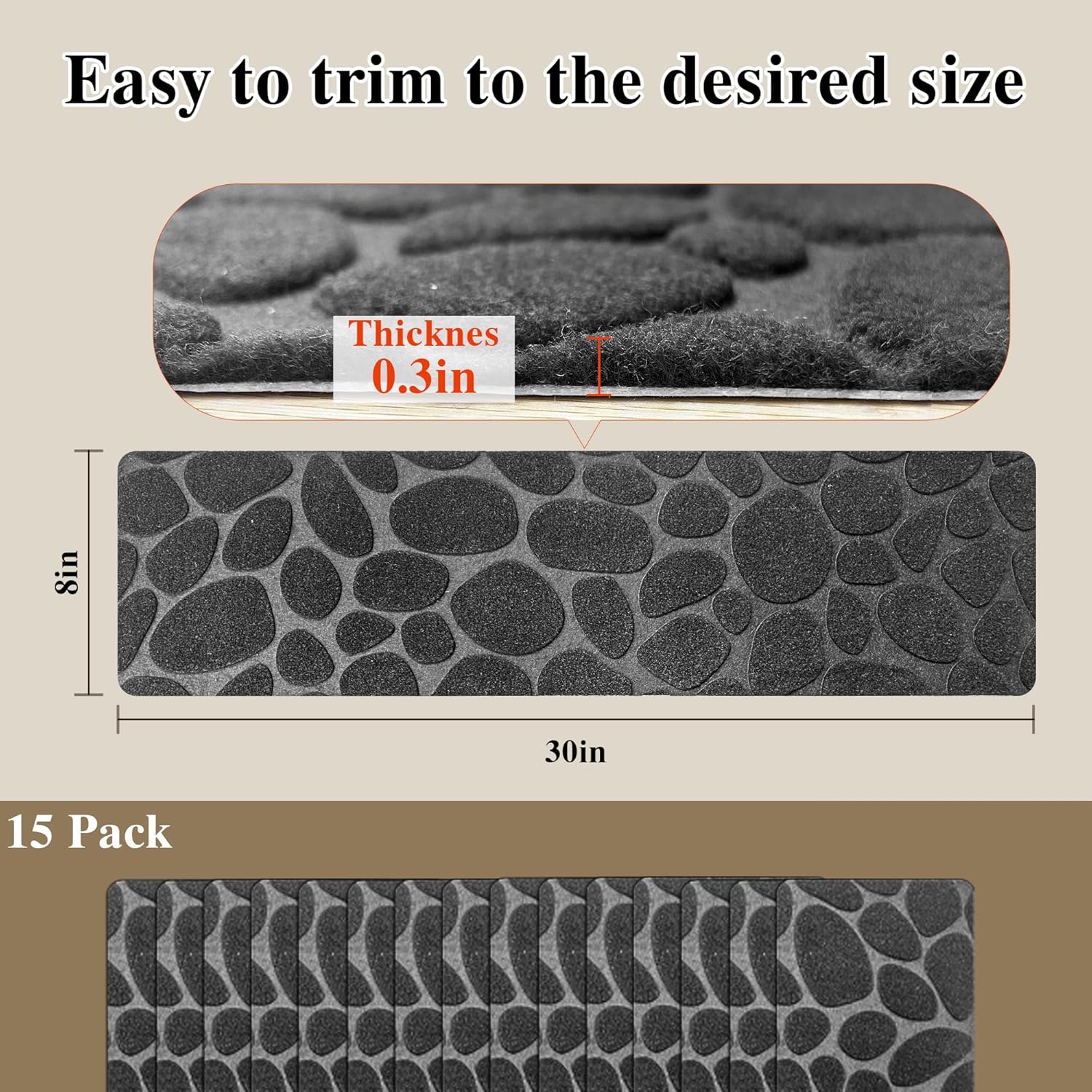Self Adhesive Stair Treads 30"x8" - 15 Pack