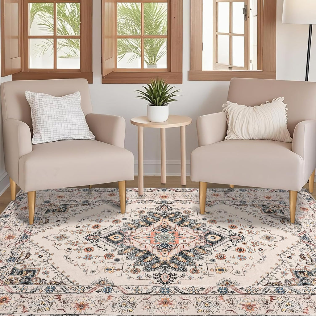Vintage 5x8 Beige Area Rug - Large