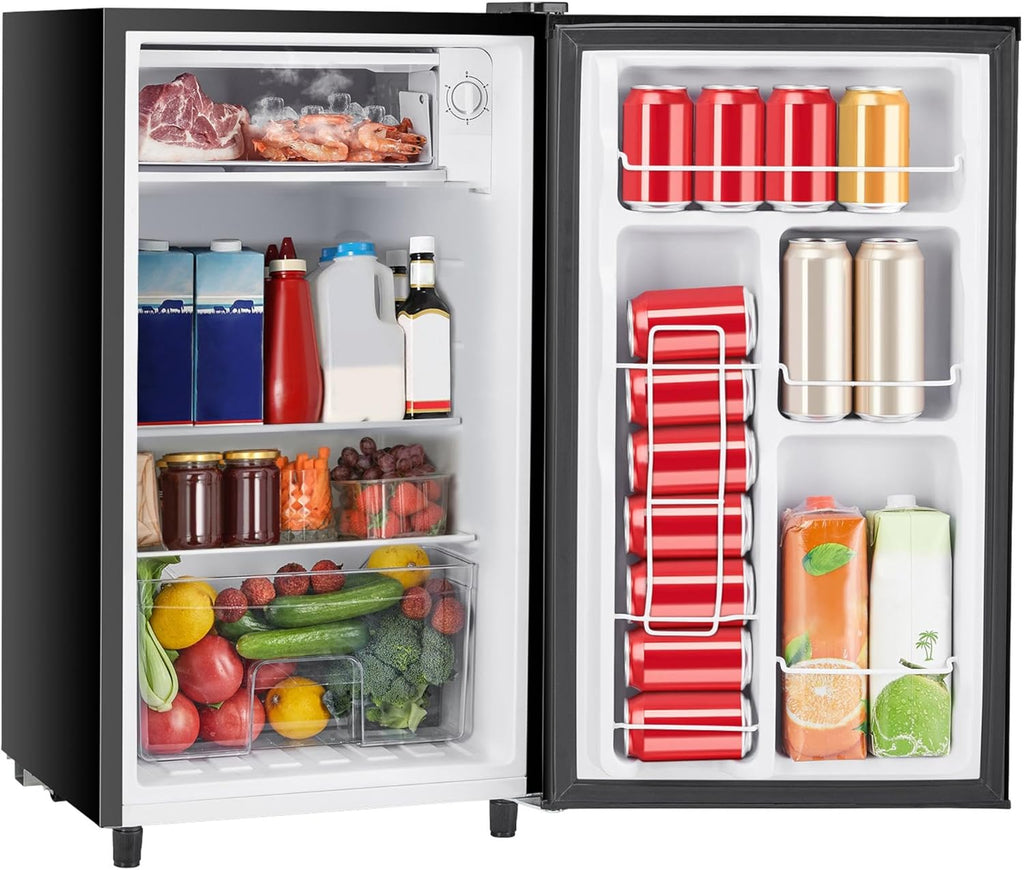 3.2 Cu.Ft Mini Fridge with Freezer in Black