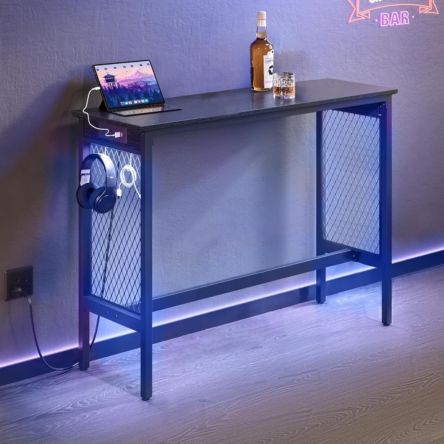 47.2" Tall Bar Table with Power Outlets