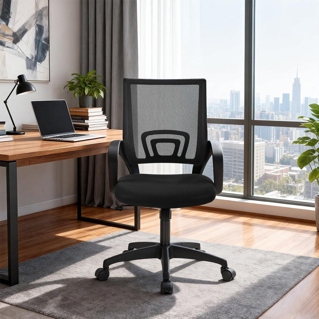 Ergonomic Dark Black Office Chair with Lumbar Support