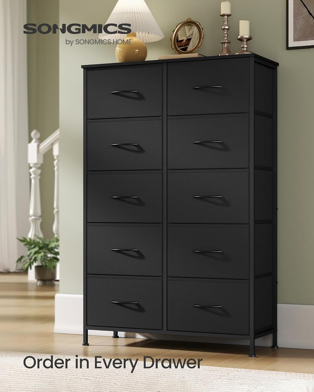 10-Drawer Rustic Brown and Ink Black Dresser