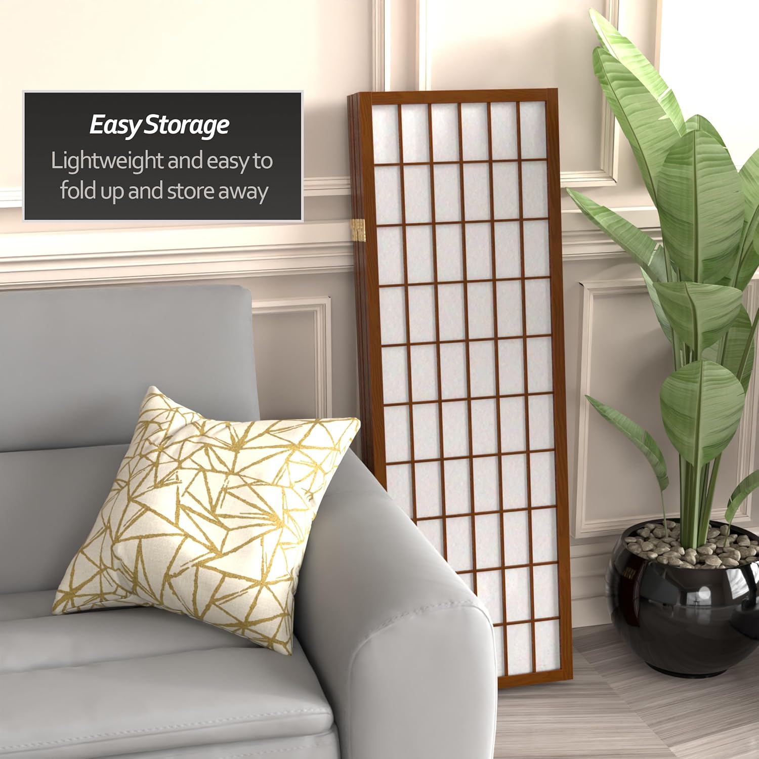 4 ft Shoji Screen - Walnut - 5 Panels
