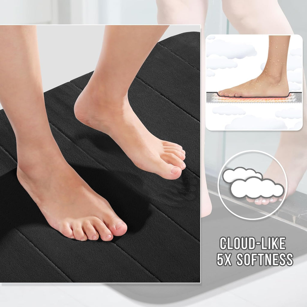 72"x24" Super Soft Black Bathroom Runner Rug