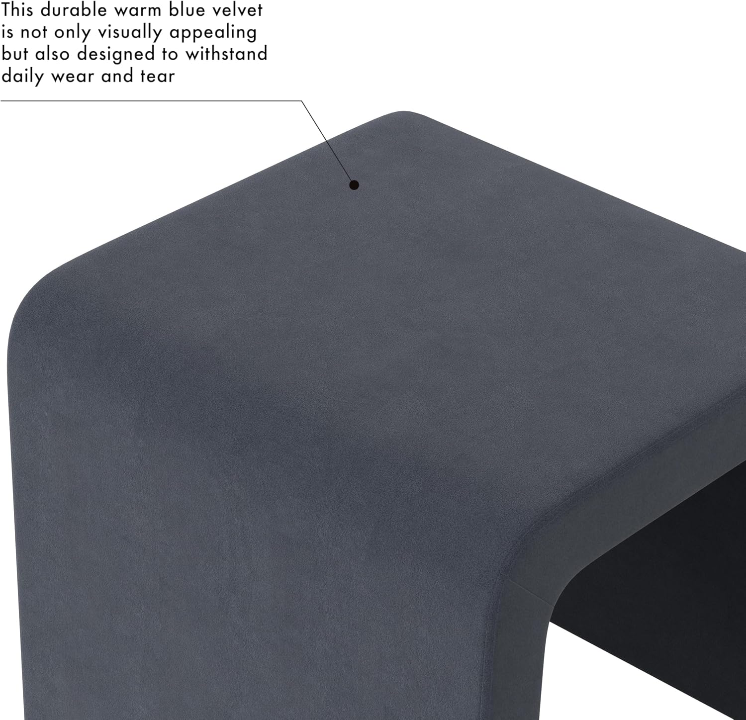 Steel Blue Velvet Ottoman