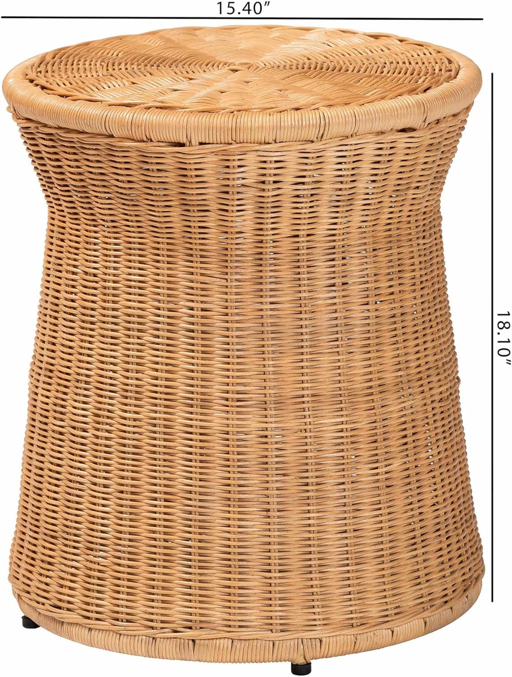 Round Natural Rattan End Table - Light Honey