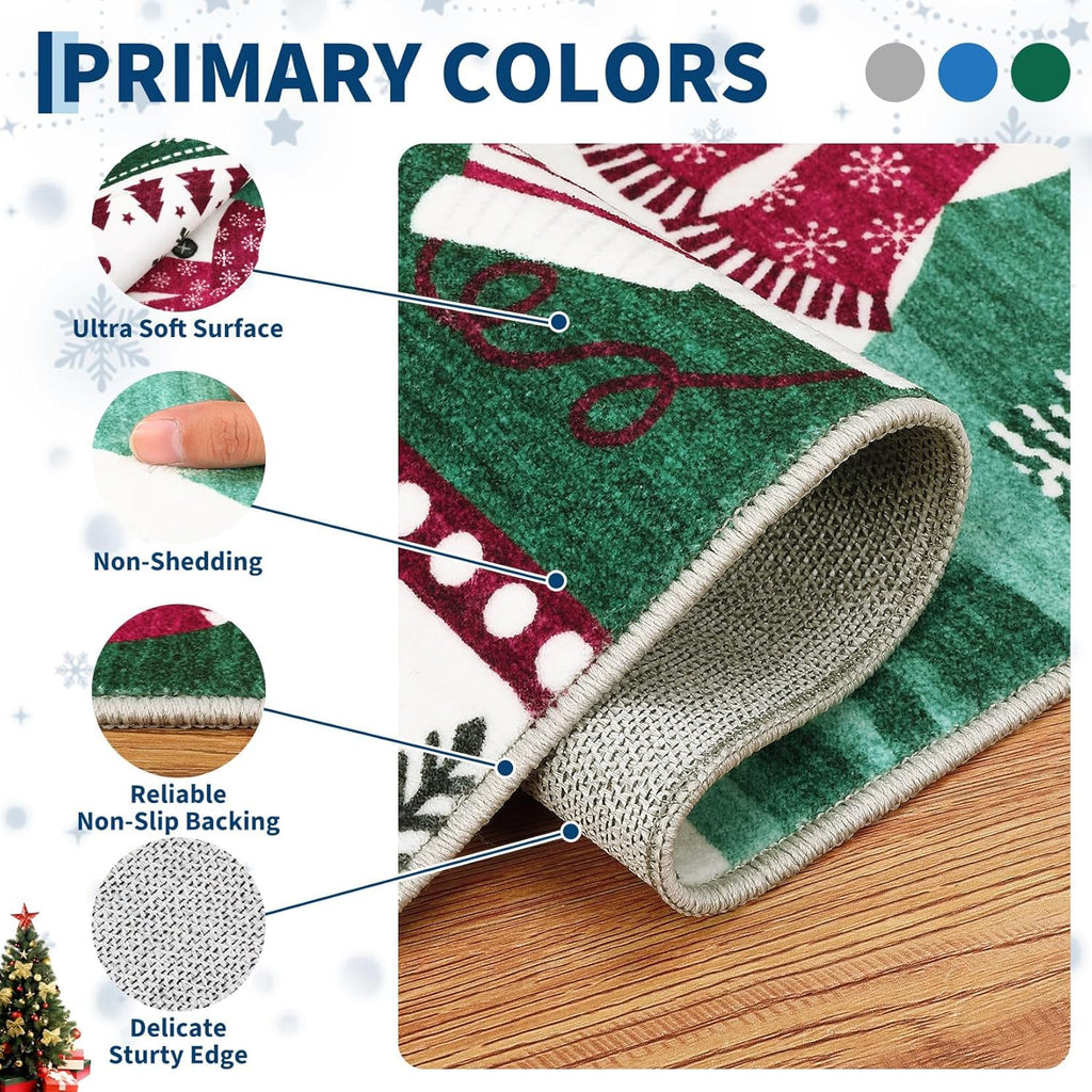 2x6 Christmas Kitchen Rug with Snowman Print