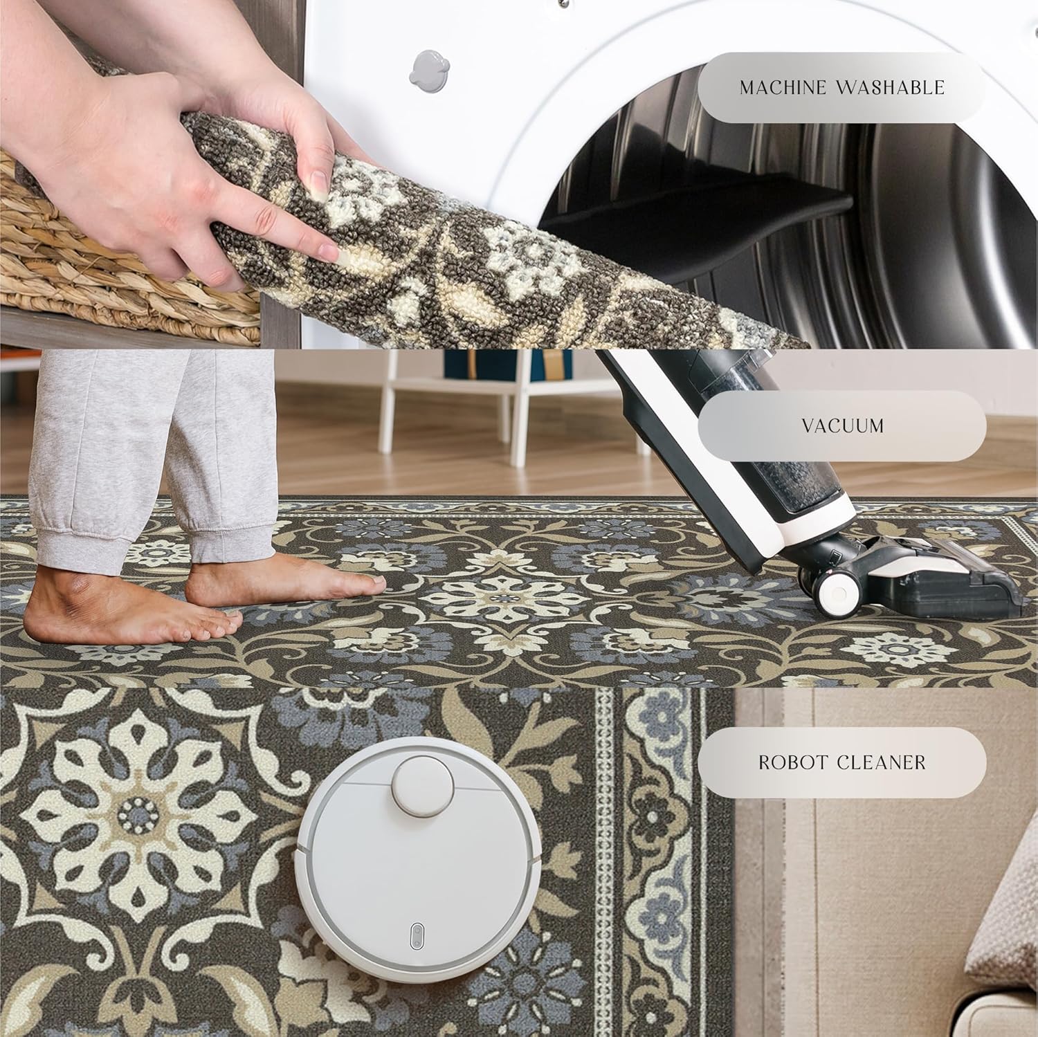 Light Brown Washable Kitchen Rug 1'8 x 2'10