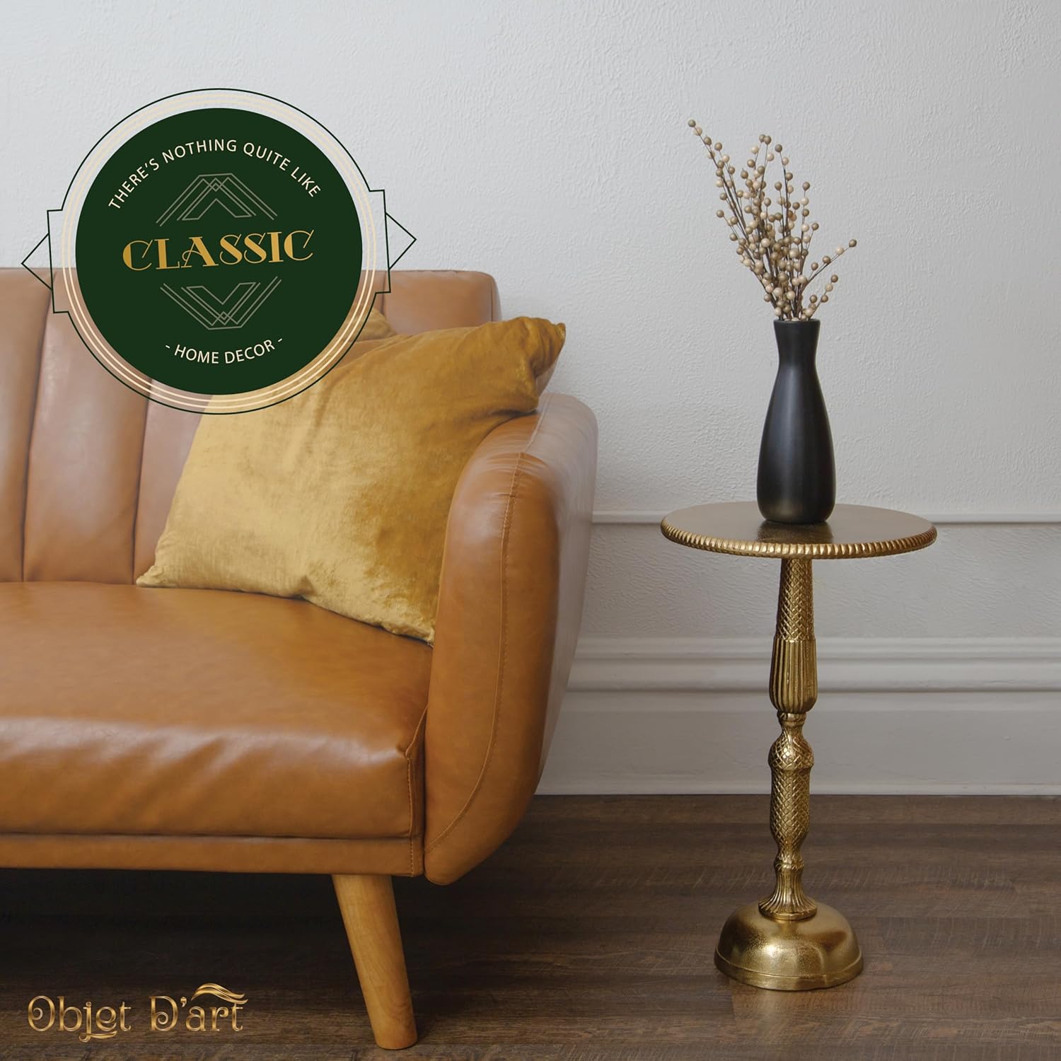 Small Round Gold Side Table 20" Height