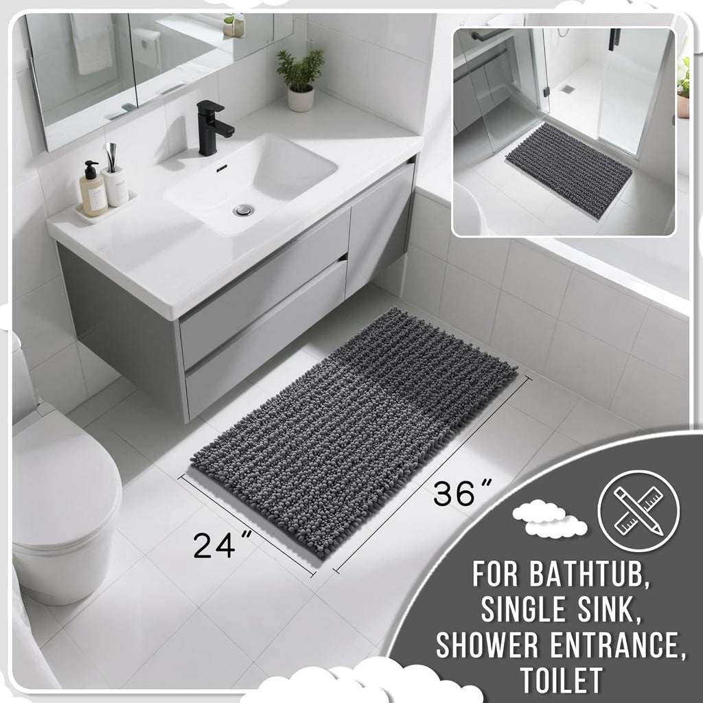 Large Dark Gray Bath Mat 36"x24"