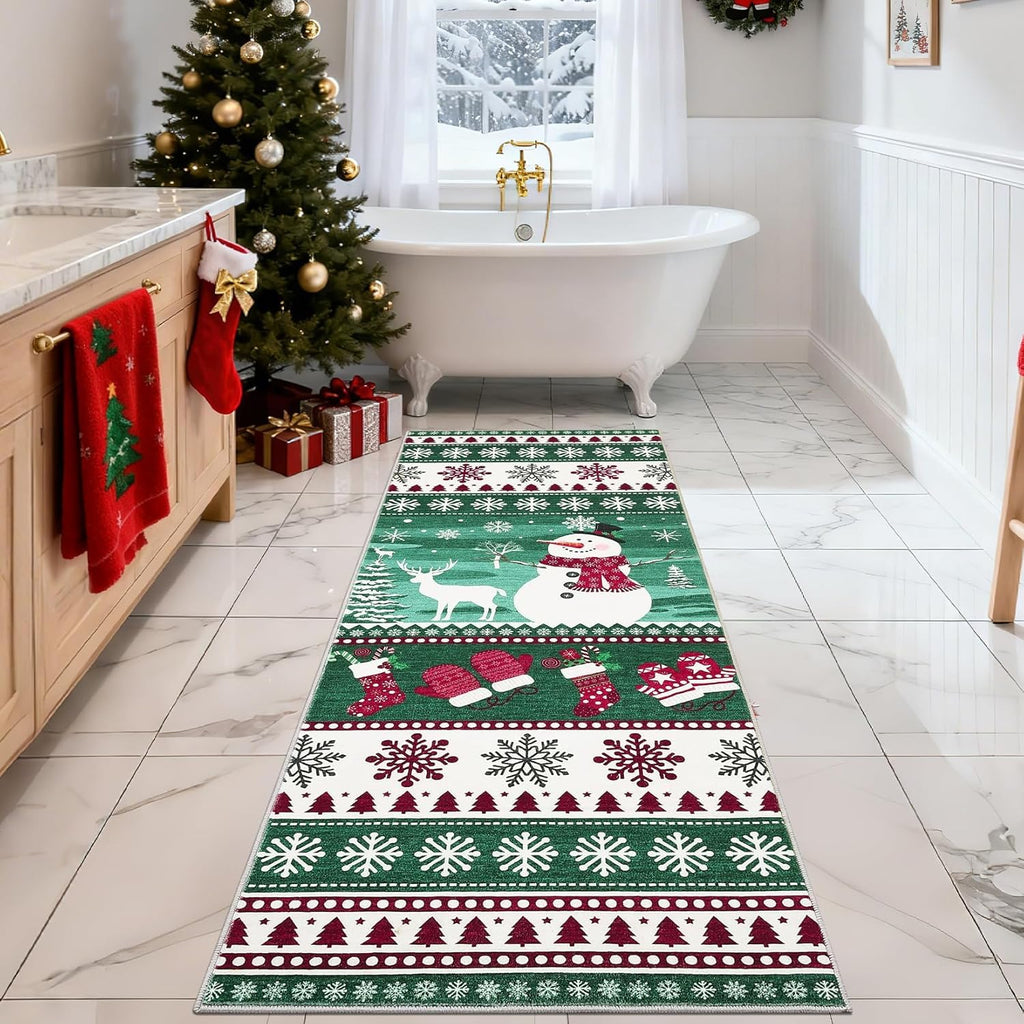 2x6 Christmas Kitchen Rug with Snowman Print