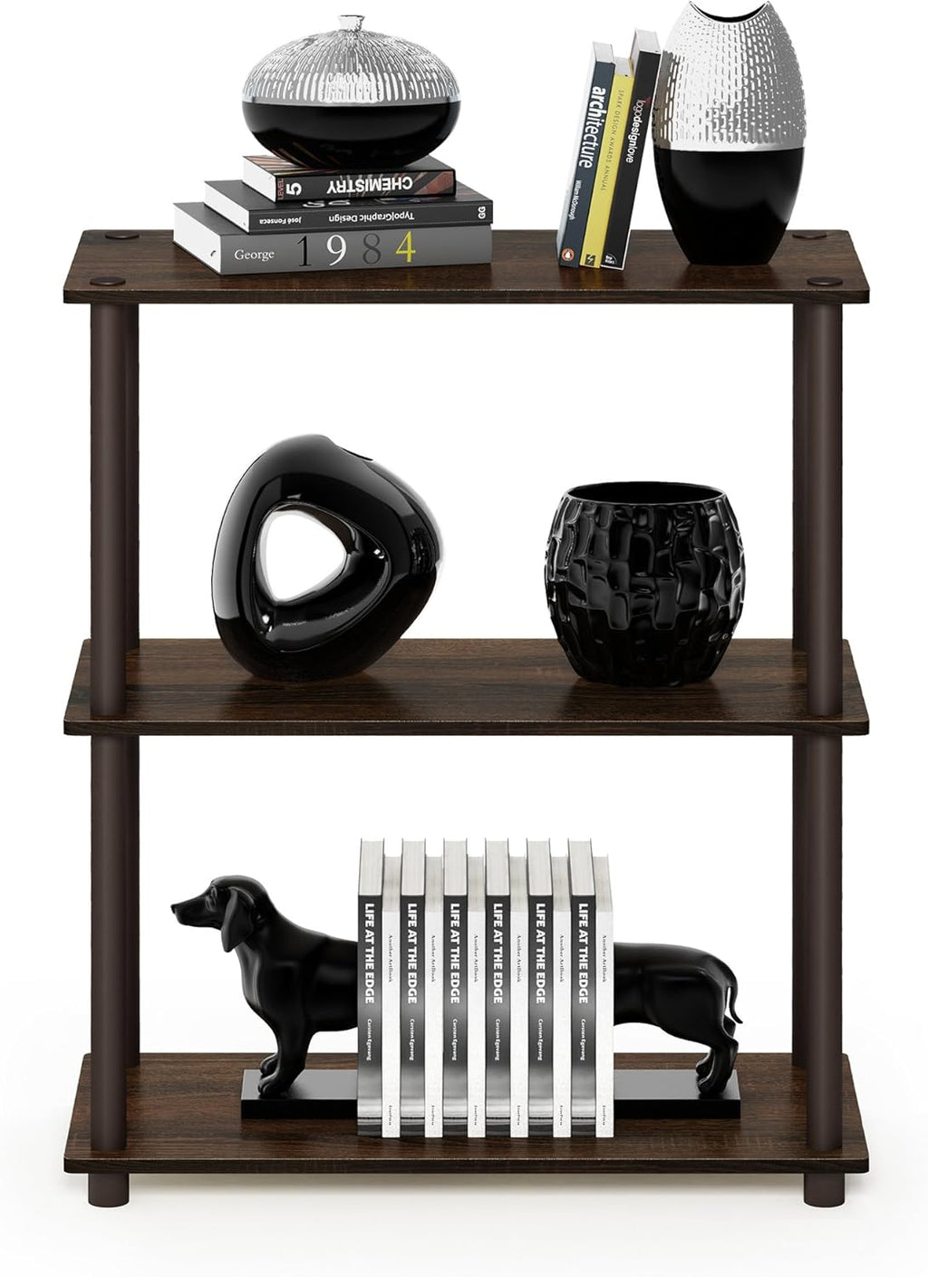 3-Tier Corner Bookshelf - Walnut