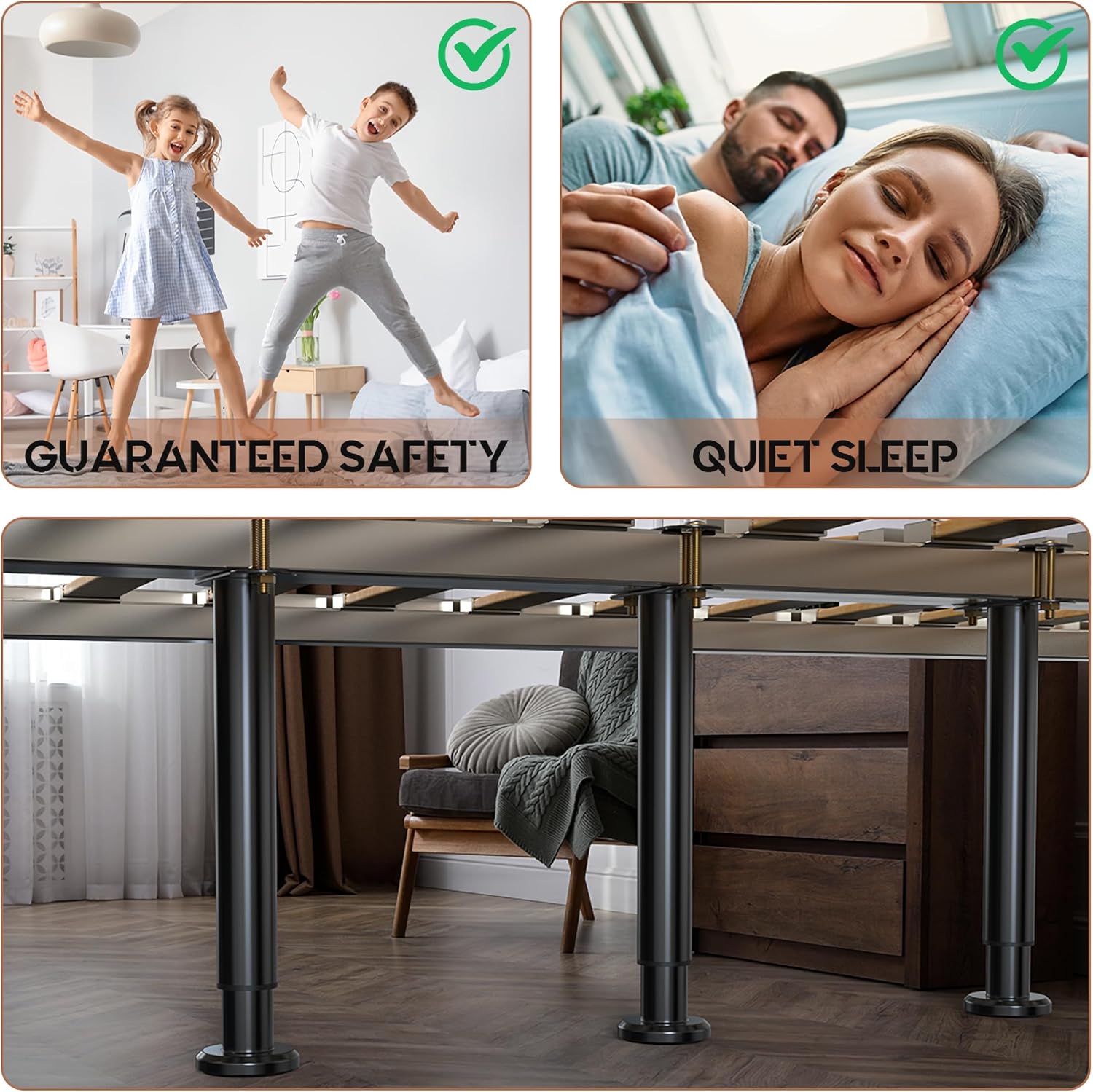 Adjustable Bed Frame Support Legs for Queen/King Beds