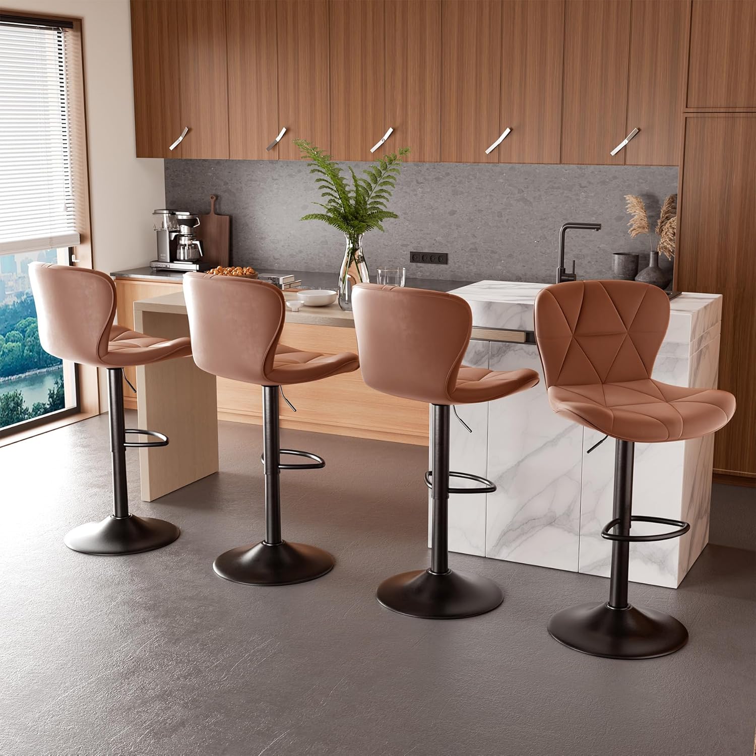 Set of 2 Adjustable Swivel Bar Stools